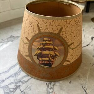 Vintage lampshade nautical ship scene